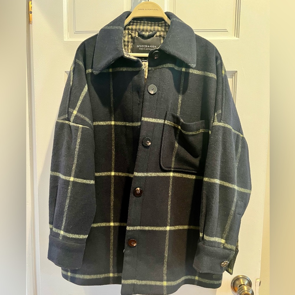 Scotch and Soda Padded, Checked wool-blend shacket